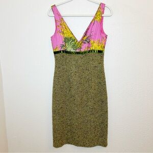 Vintage J Crew Floral Sheath Dress 4 Silk Velvet Tweed Wedding Guest Spring